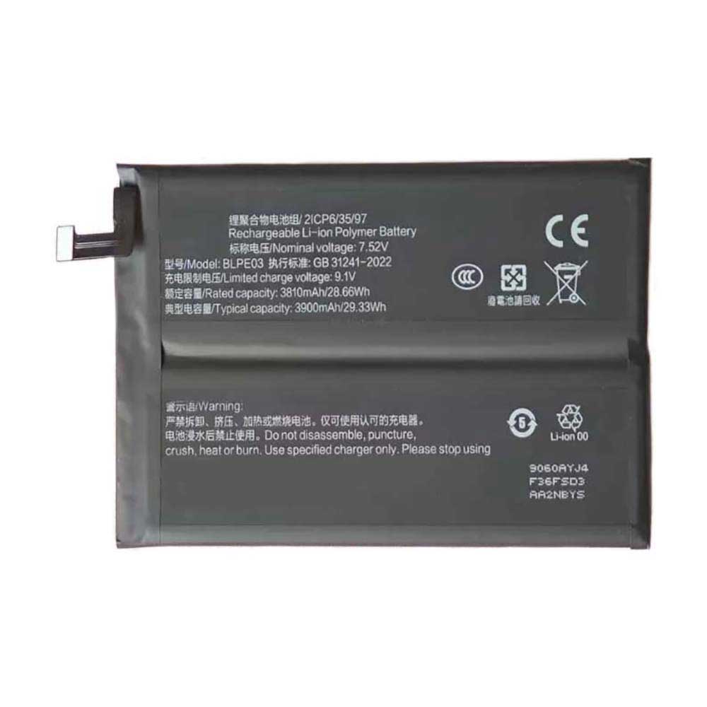 7.52V 3900mAh BLPE03 Smartphone Battery for OPPO OnePlus Ace 6