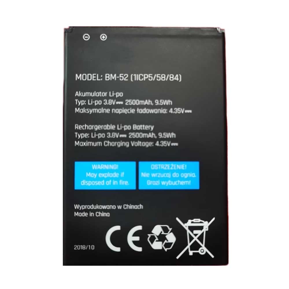 3.8V 2500mAh BM-52 Smartphone Battery for Mptech BM-52