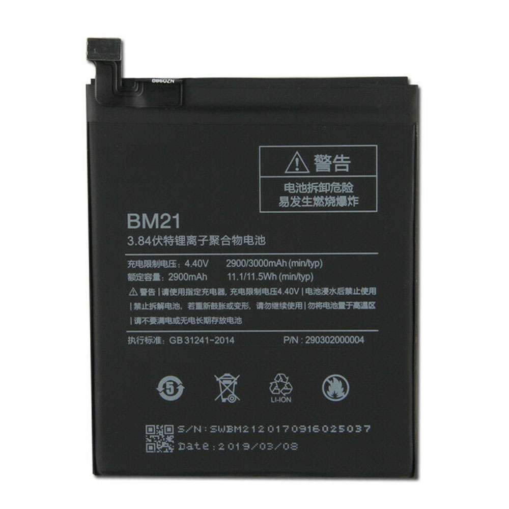 3.84V/4.4V 2900mAh/11.1WH BM21 Smartphone Battery for XiaoMi Redmi Note Mi Note