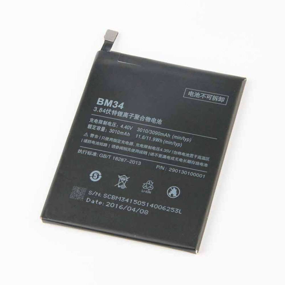 3.84V/4.40V 3010mAh/11.6WH BM34 Smartphone Battery for Xiaomi Mi Note Pro 4GB RAM