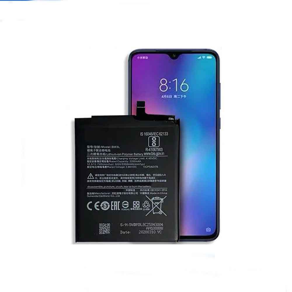 3.85V 4.4V 3200mAh/12.3WH BM3L Smartphone Battery for Xiaomi Mi 9