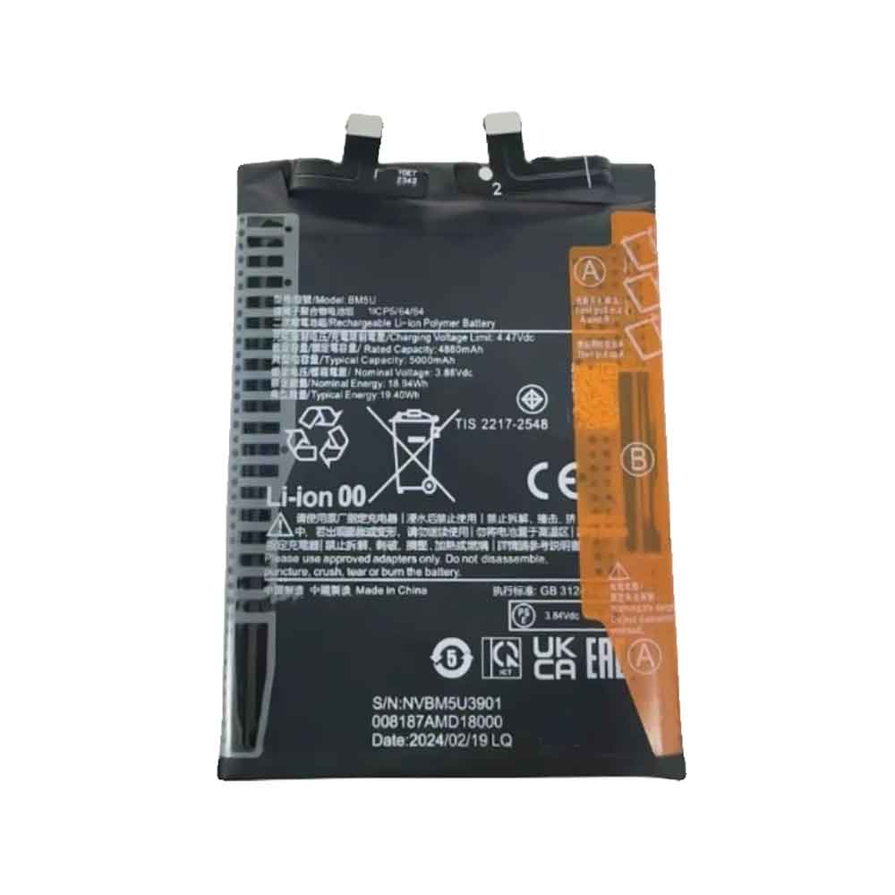 3.88V 5000mAh BM5U Smartphone Battery for Xiaomi Redmi Note 13 Pro+