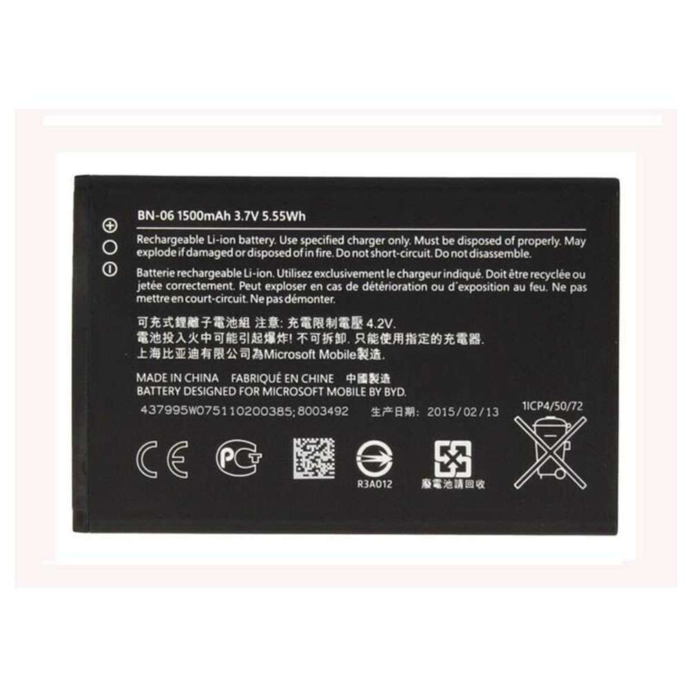 3.7V/4.2V 1500mAh/5.55WH BN-06 Smartphone Battery for Nokia Lumia 430