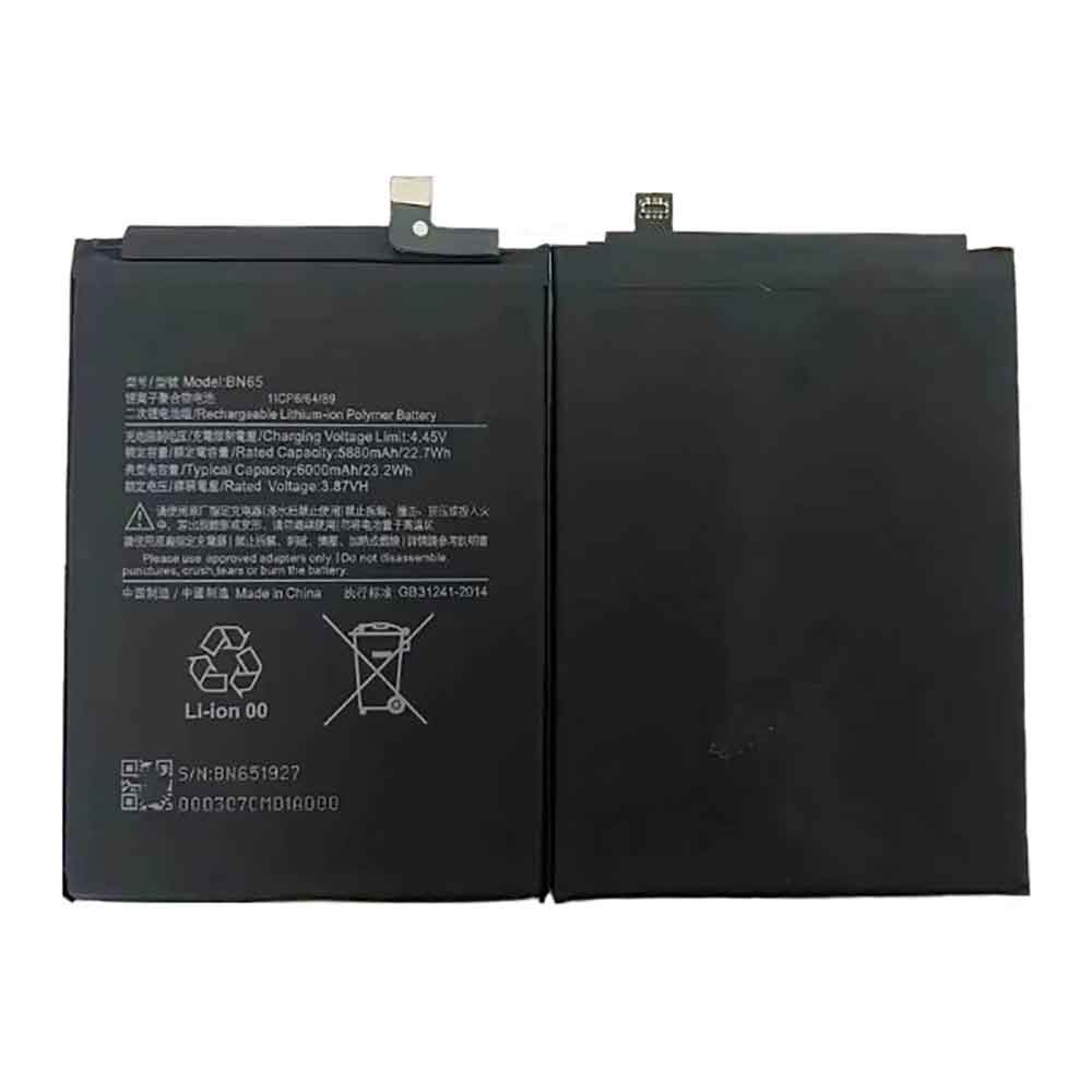 3.87V 6000mAh BN65 Smartphone Battery for Xiaomi BN65