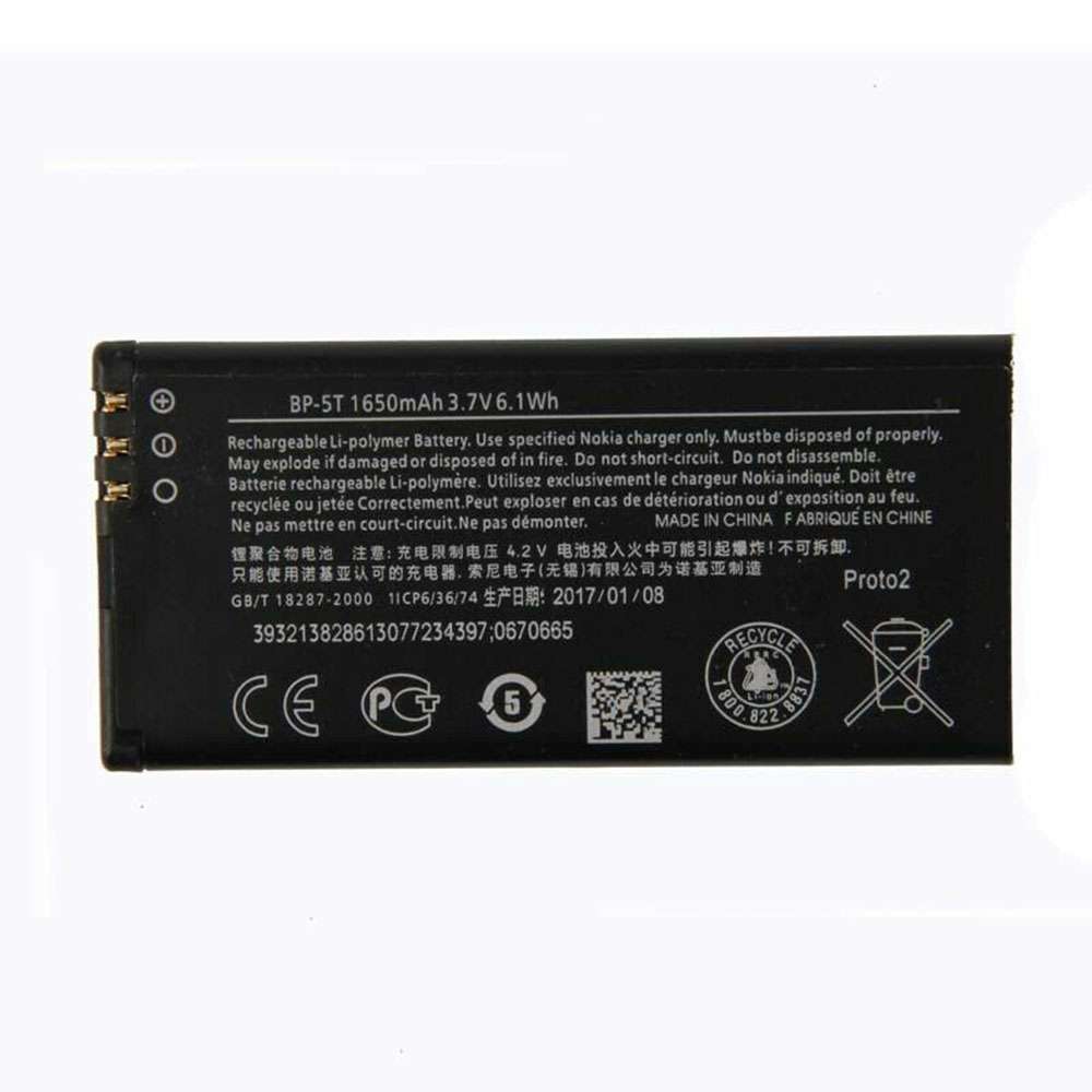 3.7V/4.2V 1650mAh/6.1WH BP-5T Smartphone Battery for Nokia Lumia 820 820T