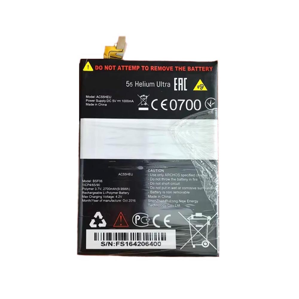 3.7V 2700mAh BSF06 Smartphone Battery for Archos 55 Helium Ultra AC55HEU