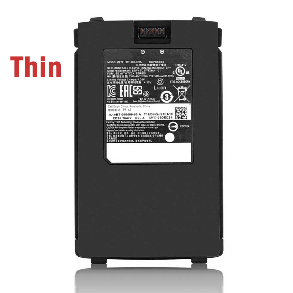 3.8V 3100mAh BT-000409A Barcode Scanners Battery for Zebra TC2X
