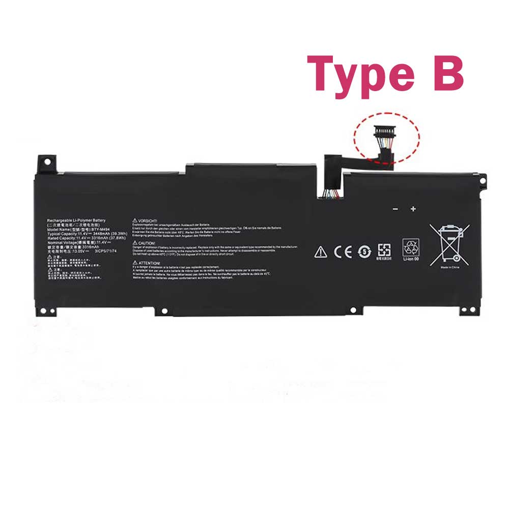 11.4V 3316mAh BTY-M494 Laptop Battery for MSI Modern 14 B5M C5M C13M Modern 15 B12M SERIE