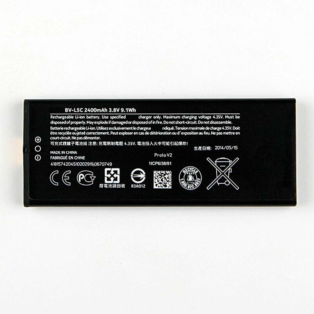 3.8V/4.35V 2400mAh/9.1WH BV-L5C Smartphone Battery for Nokia Lumia 640