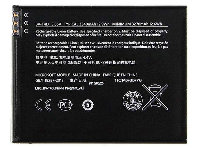 3.85V 12.9Wh= 3340mAh BV-T4D Smartphone Battery for Miscrosoft Lumia 950 XL CityMan Lumia 940 XL RM-1118