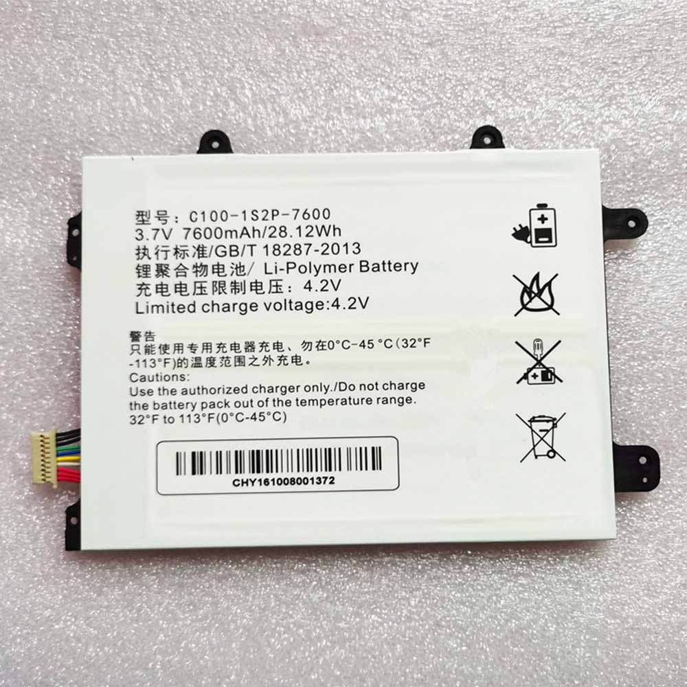 3.7V/4.2V 7600mAh/28.12WH C100-1S2P-7600 Laptop Battery for Clevo PCPAD X5 CM/Pro/Plus