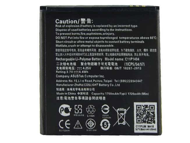 3.7V 1720mAh C11P1404 Smartphone Battery for Asus ZenFone 4.5 A450