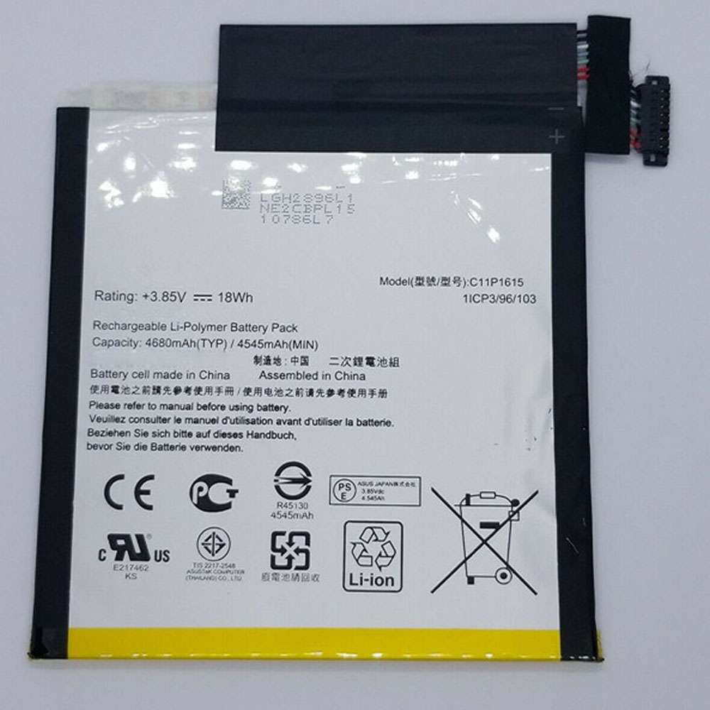 3.8V/4.35V 4680mAh/18Wh C11P1615 Tablet Battery for ASUS ZenPad Z8S P00J ZT582KL