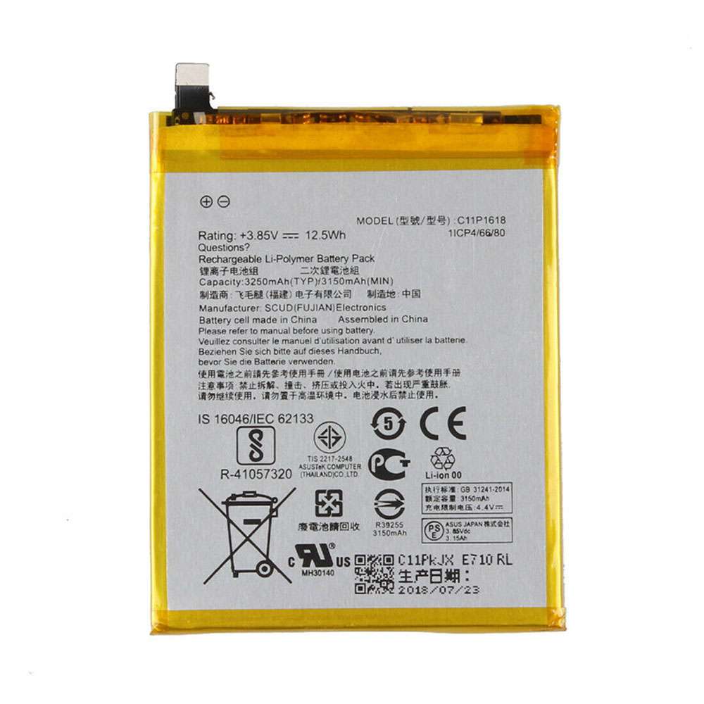 3.85V/4.4V 3300mAh/12.5WH C11P1618 Smartphone Battery for Asus ZENFONE 4 ZE554KL Z01KD