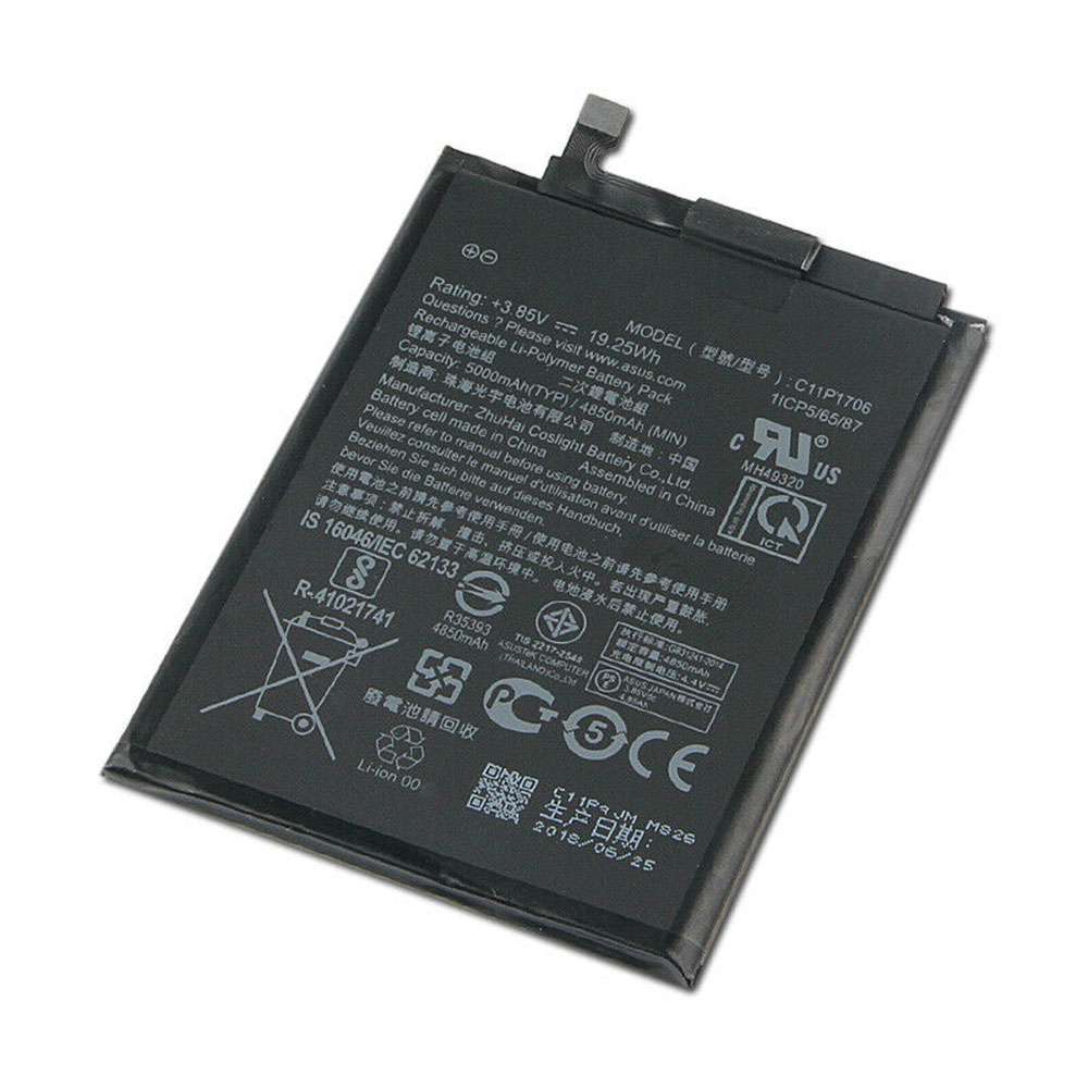 3.85V/4.4V 4850mAh/19.25WH C11P1706 Smartphone Battery for Asus ZenFone Max Pro ZB602KL