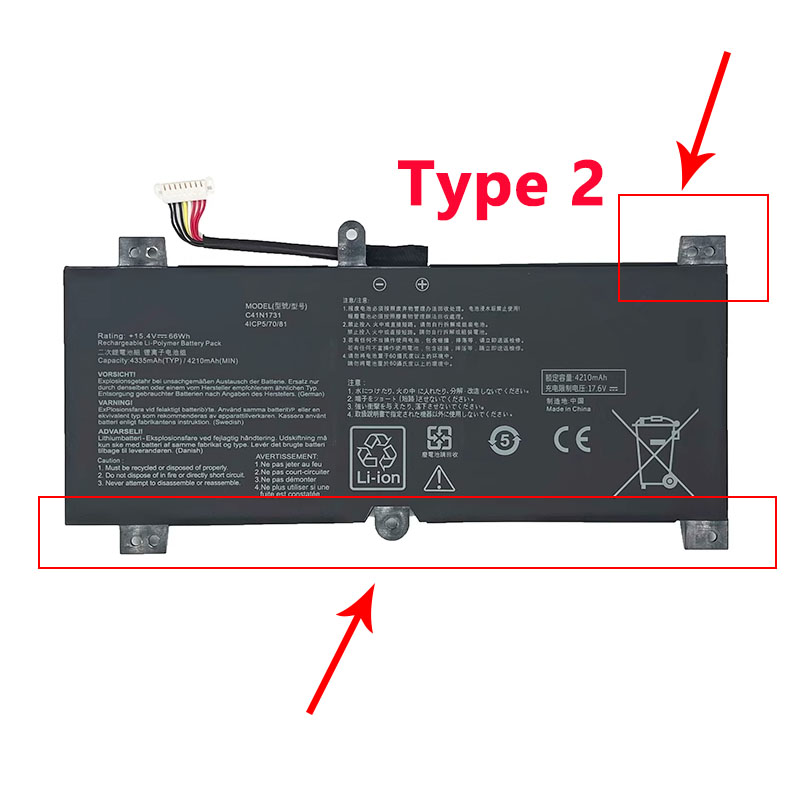 15.4V 4335mAh C41N1731 Laptop Battery for Asus ROG Strix G17 G712LU G731G SCAR 17 G732LW