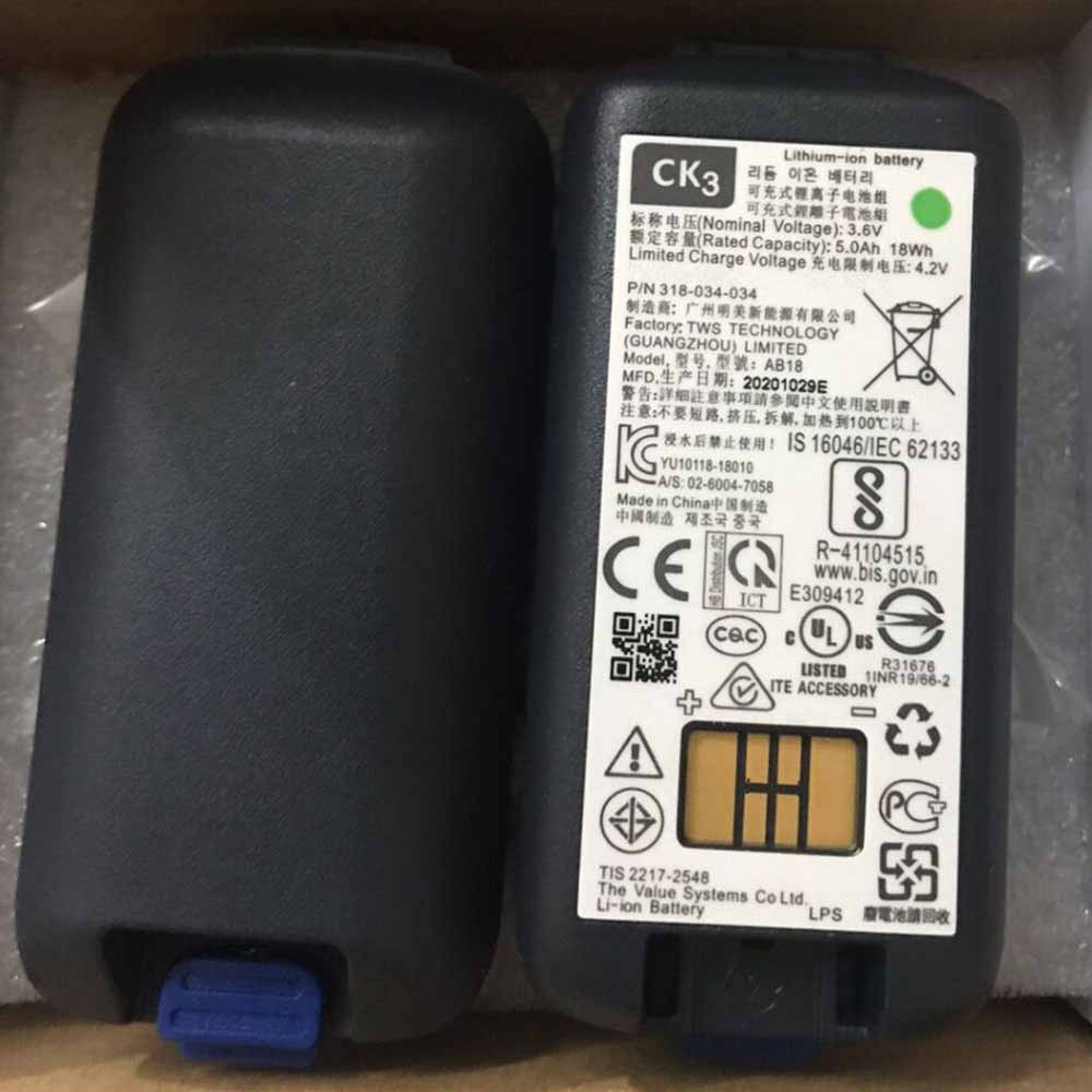 3.6V/4.2V 5.0Ah/18Wh 318-034-034 Barcode Scanners Battery for Intermec CK3 CK3X AB18 AB17