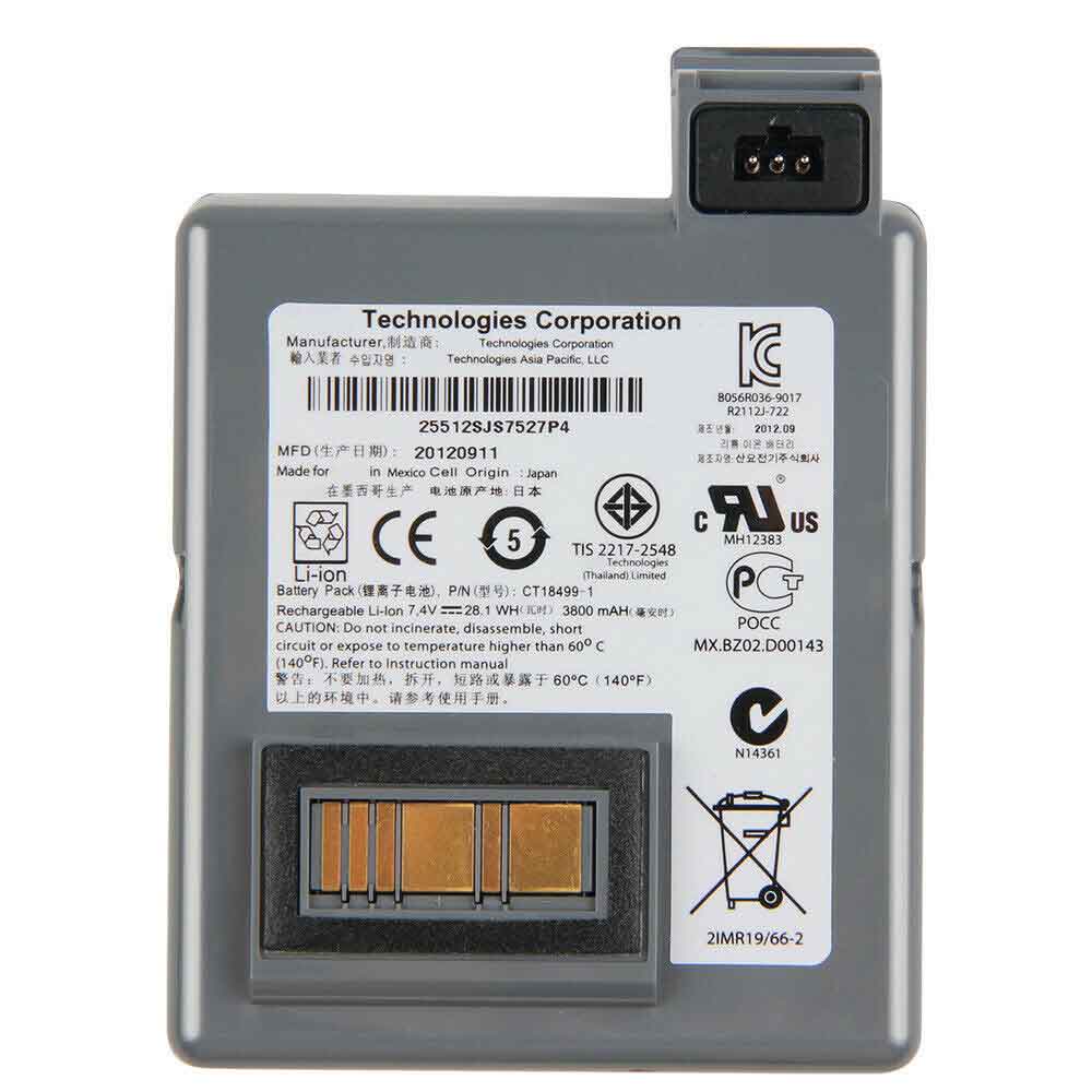 7.4V 3800mAh 28.1Wh CT18499-1 Barcode Scanners Battery for Zebra P4T RP4T RP4