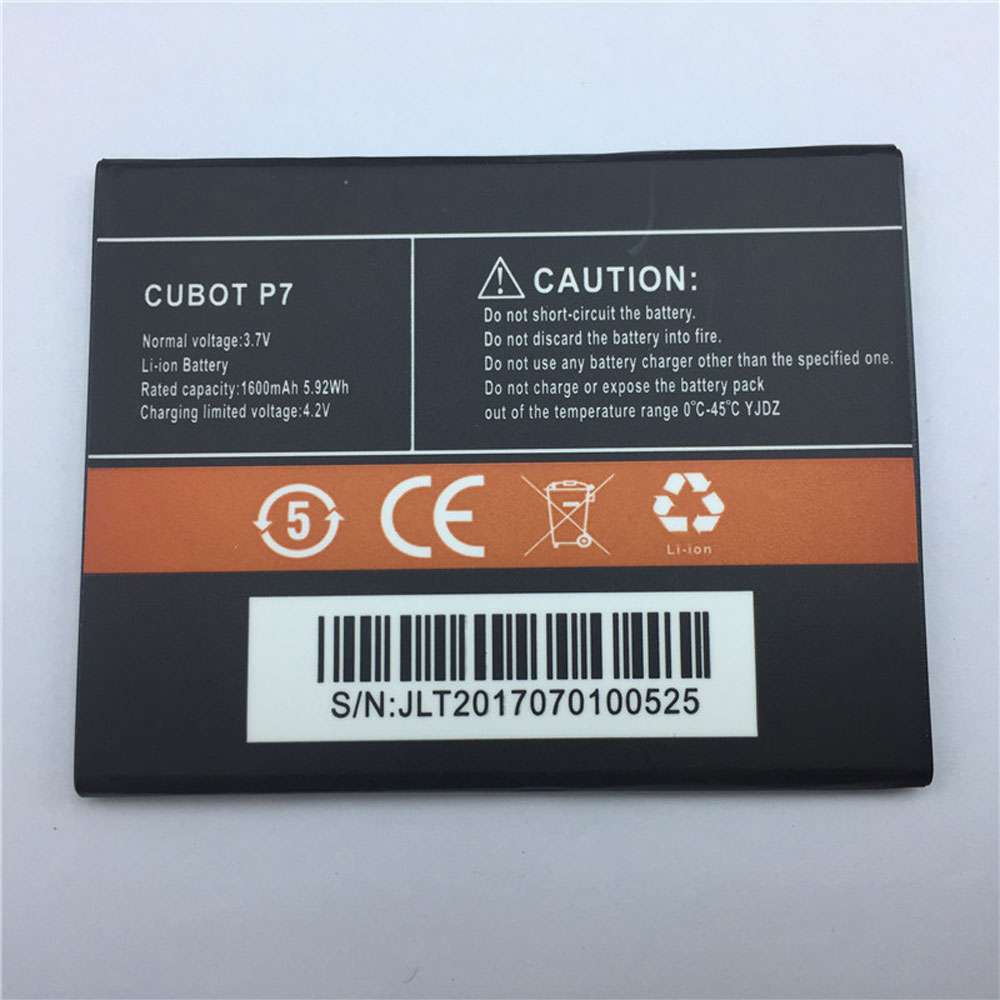 3.7V/4.2V 1600mAh/5.92WH Cubot P7 Smart Phone Replacement Battery