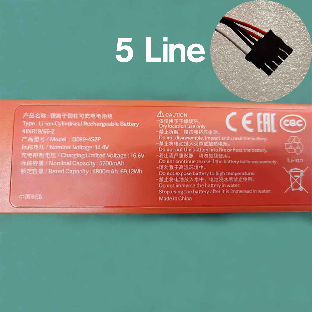 14.4V 5.2Ah D099-4S2P Vacuum Robot Battery for Xiaomi MJSTS1 Pro