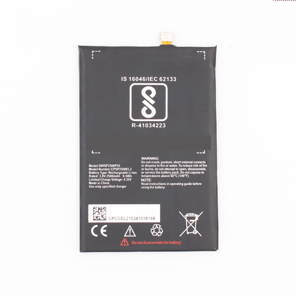 3.8V/4.35V 2500mAh/9.5WH DWSP2500P55 Smartphone Battery for Panasonic Eluga L2