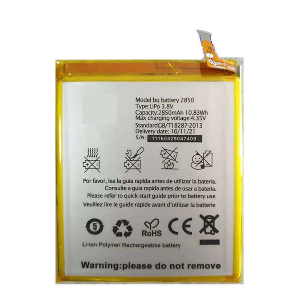 3.8V/4.35V 2850mAh/10.83WH BQ E5 4G 2850 Replacement Battery