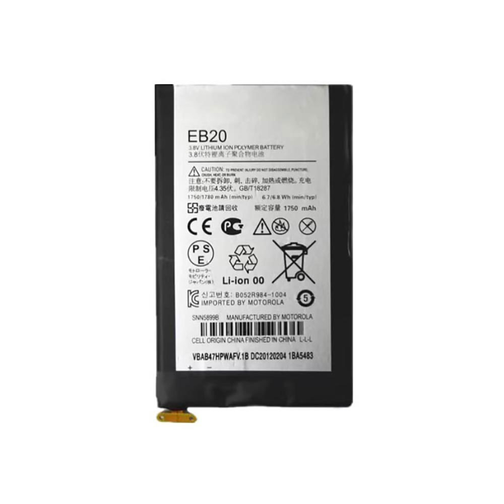 3.8V 1750mAh EB20 Smartphone Battery for Motorola MT917 MT887 MB886 XT912 885 889