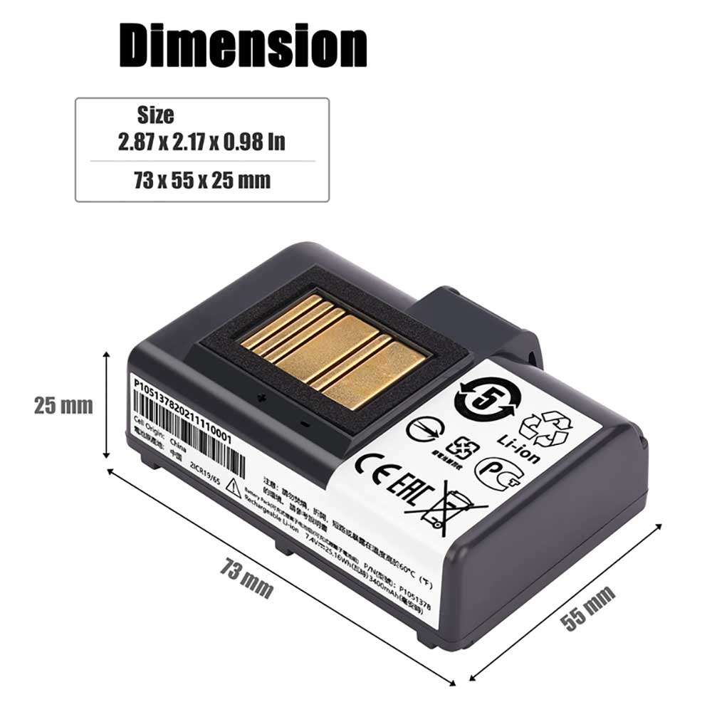 7.4V 2600mAh P1031365-025 Printers Battery for Zebra QLN220