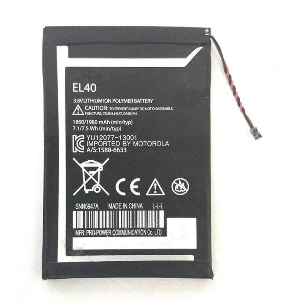 3.8V/4.3V 1980mAh EL40 Smartphone Battery for Motorola E 1st Gen XT1021 XT1022 XT1025 XT830C