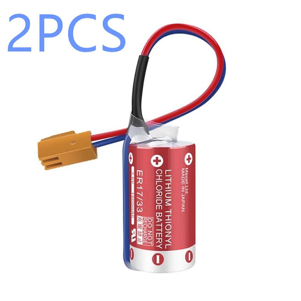 3.6V 1600mAh ER17/33 PLC Battery for Maxell ER17330 Backup PLC with 2-hole 2-wire brown plug