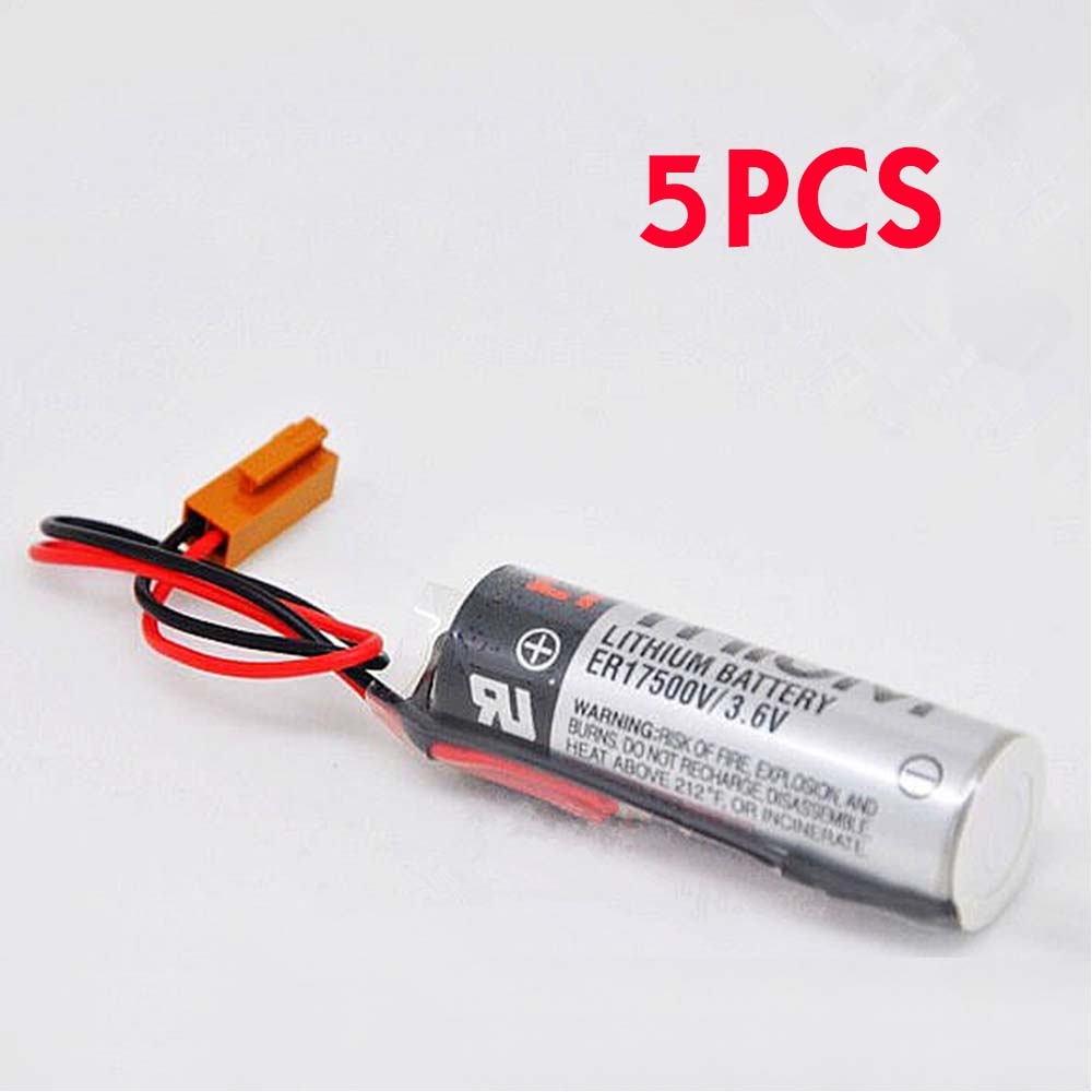 3.6V 2700mah ER17500V PLC Battery for Toshiba ER17/50 CS1W-BAT01 PLC Brown Plug(5PCS)