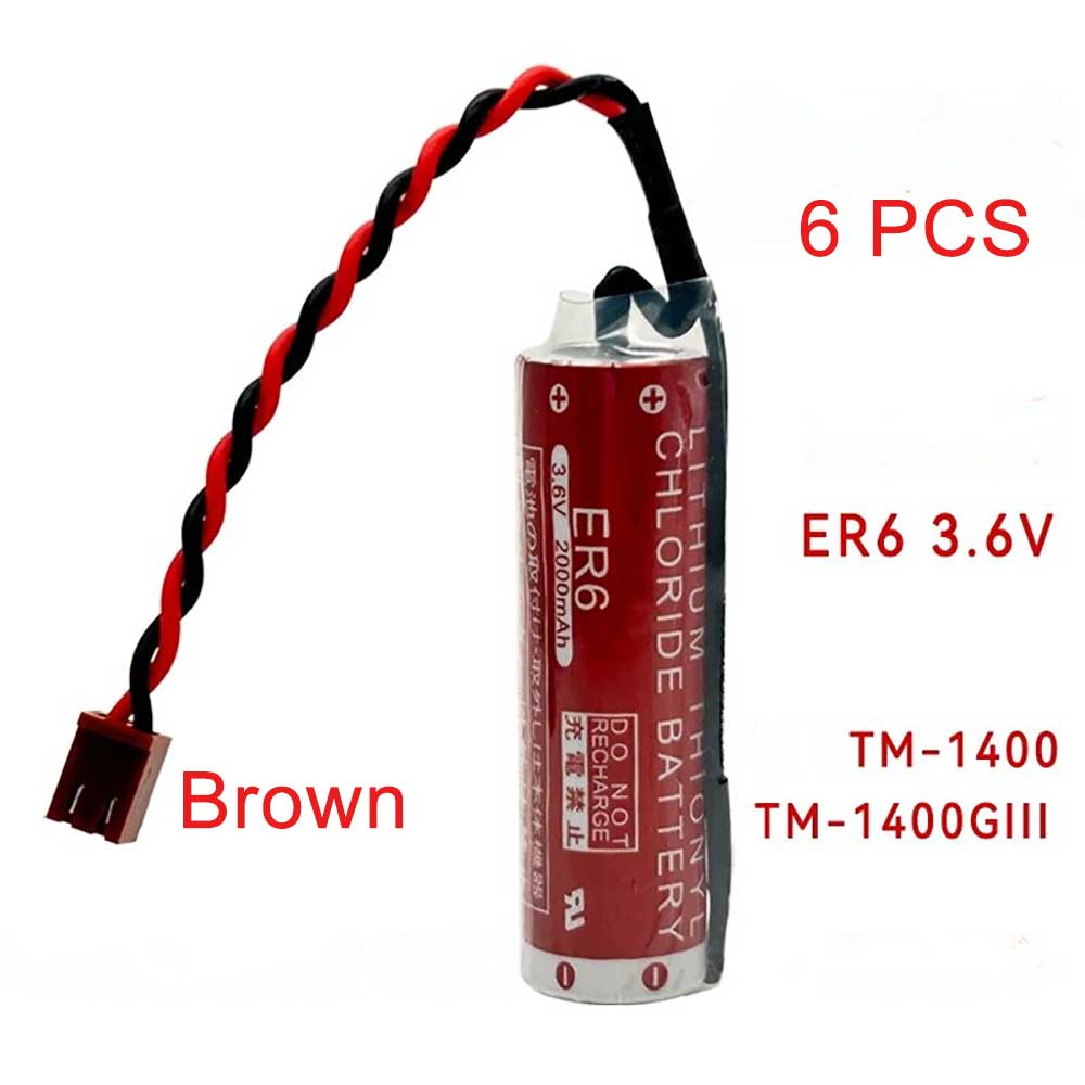 3.6V 2000mAh ER6 PLC Battery for Panasonic TM1400 with Brown Plug(6 PCS)