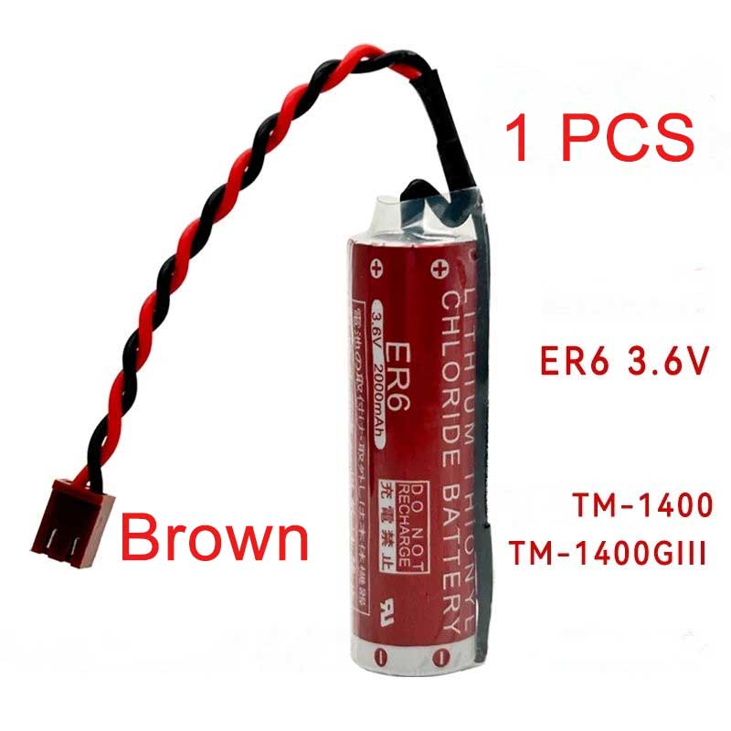 3.6V 2000mAh ER6 PLC Battery for Panasonic TM1400 with Brown Plug