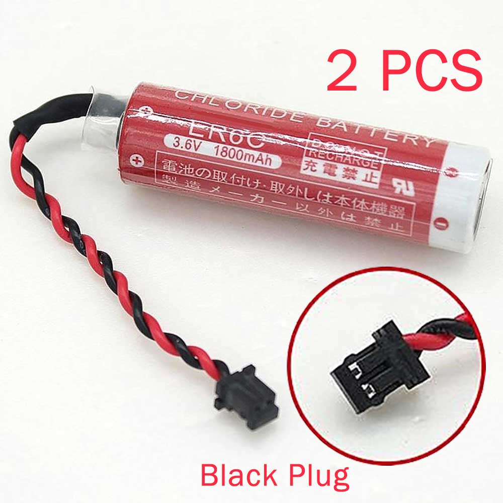 3.6V 1800mAh ER6C PLC Battery for Maxell ER6 ER6B ER6C OTC Robot PLC with Black Plug