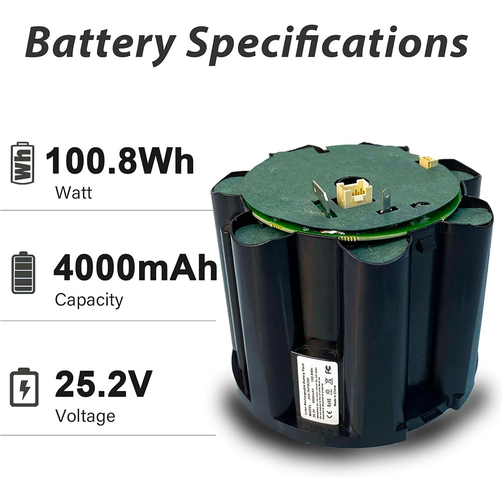 25.2V 4000mAh Tineco 3.0 LCD LED floor washer Replacement Battery