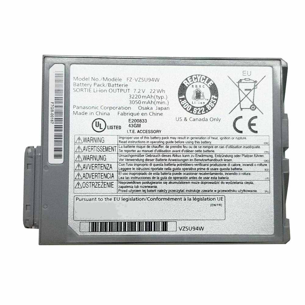 7.2V 22Wh/3220mah FZ-VZSU94W Tablet Battery for Panasonic Toughpad FZ-M1 MK PWR