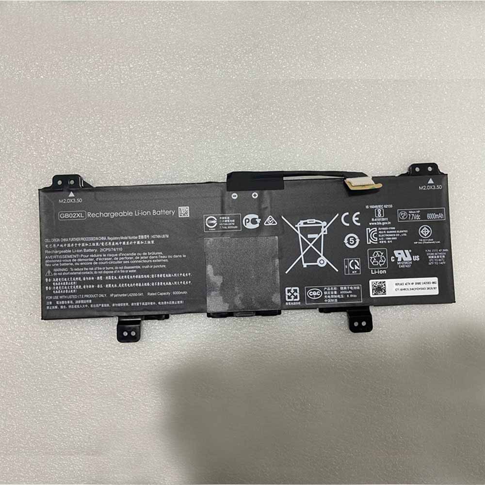 7.7V/8.8V 47.3Wh 6000mAh GB02XL Laptop Battery for HP Chromebook x360 11 G2 G7 EE