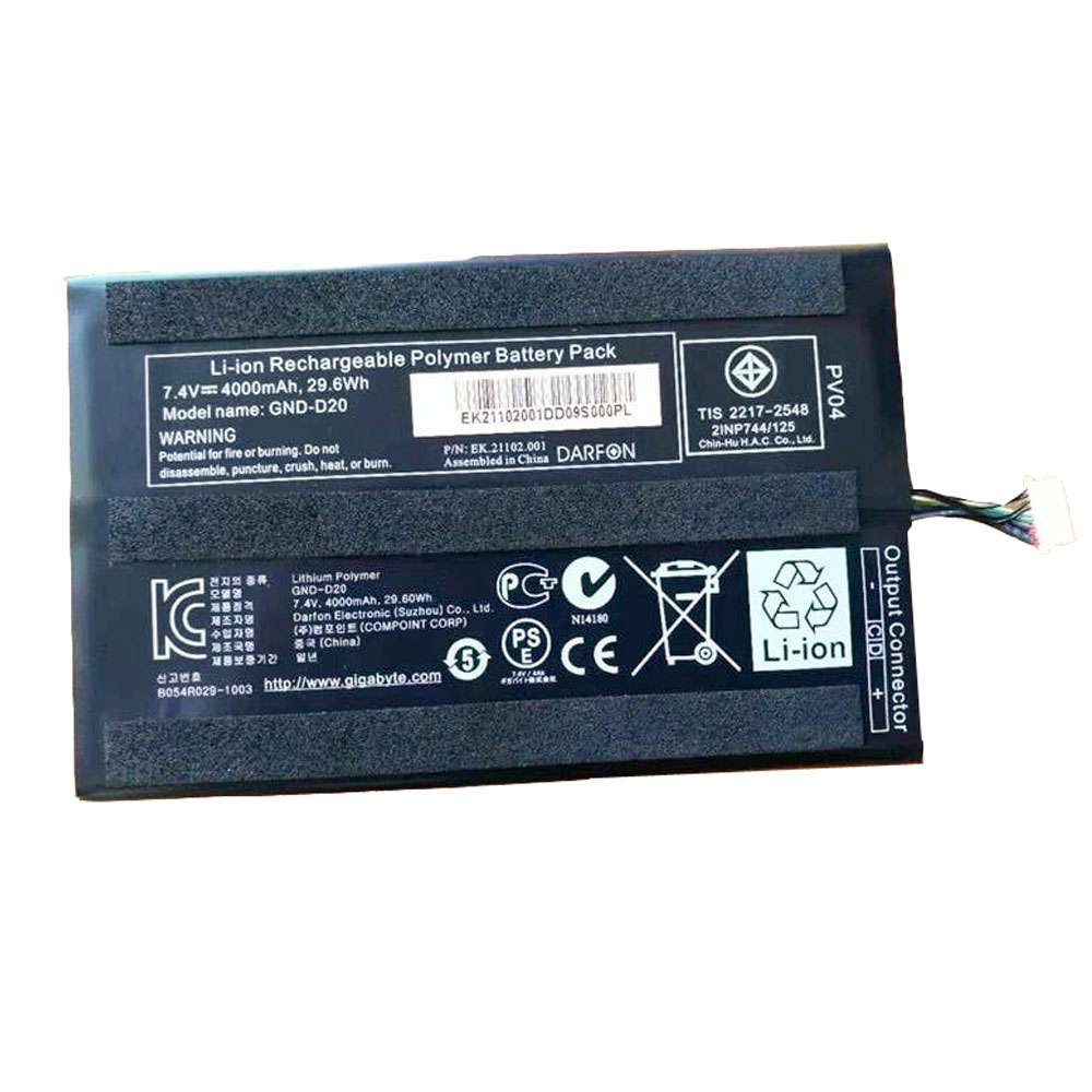 7.4V 4000mAh/29.6WH GND-D20 Tablet Battery for Gigabyte S1080 Tablet PC series