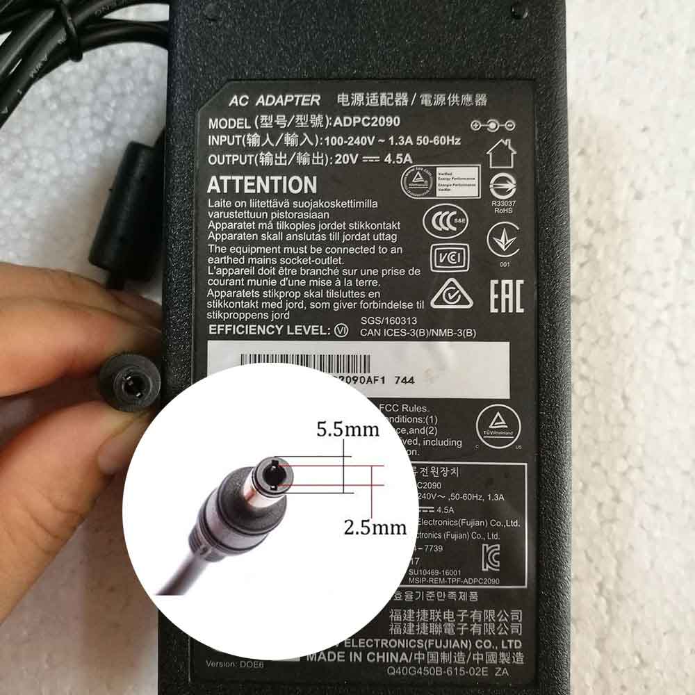 20V 4.5A 90W 100-240V 50-60Hz ADPC2090 AC Adapter for Philips AOC C3583FQ Monitor
