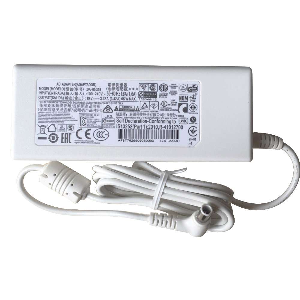 19V 3.42A 65W  100-240V 50-60Hz (for worldwide use) White LG Innotek PSAB-L101A DA-48F19 32MB24  Replacement Adapter
