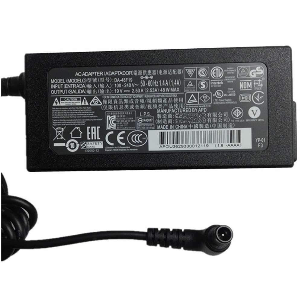 19V 2.5A /2.53A 48W 100-240V~2.25A 50-60Hz LG 29 LED HD TV Power Supply Charger Replacement Adapter