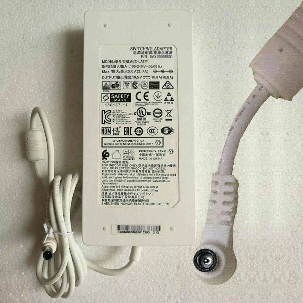 19.5V 10.8A 210W 100-240V 50-60Hz 3.0A (for worldwide use) LG Electronics 32BL75U-W Monitor Replacement Adapter