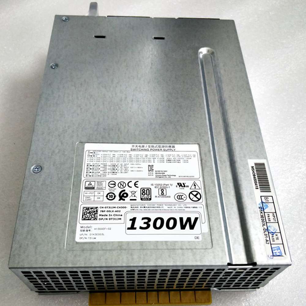 1000W 100-107V,1100W 107.1-180V,1300W 180.0-240V 100-240V~/14A MAX H1300EF-02 Power Supply for Dell Precision T7910 Workstation