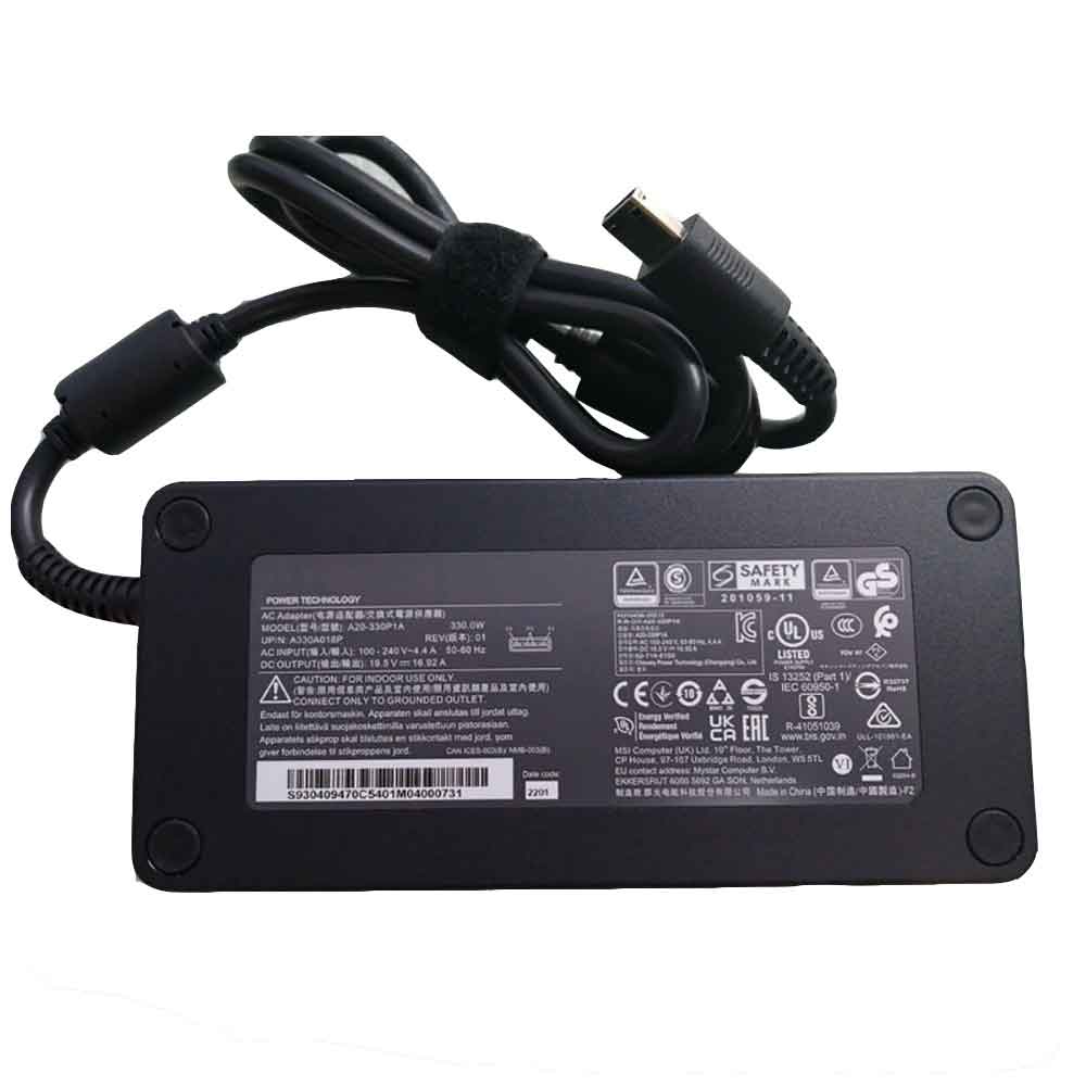 19.5V 16.92A 330W 100-240V 4.4A 50-60Hz MSI Raider GE76 RTX 3080TI i9 12900HK Replacement Adapter