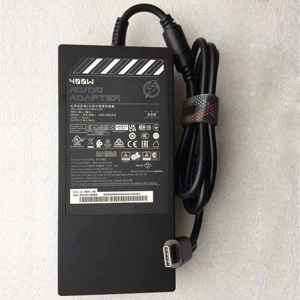 20V 20A 400W 100-240V 50-60Hz MSI Raider 18 HX AI A2XWIG-418US Replacement Adapter
