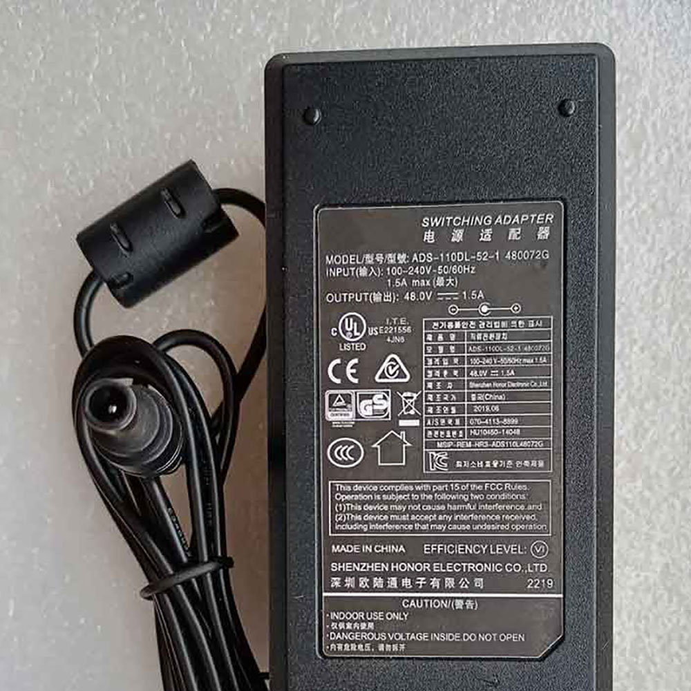 48.0V 1.5A 72W 100-240V 50-60Hz 480072G AC Adapter for Hoioto ADS-110DL-52-1 480072G Dahua
