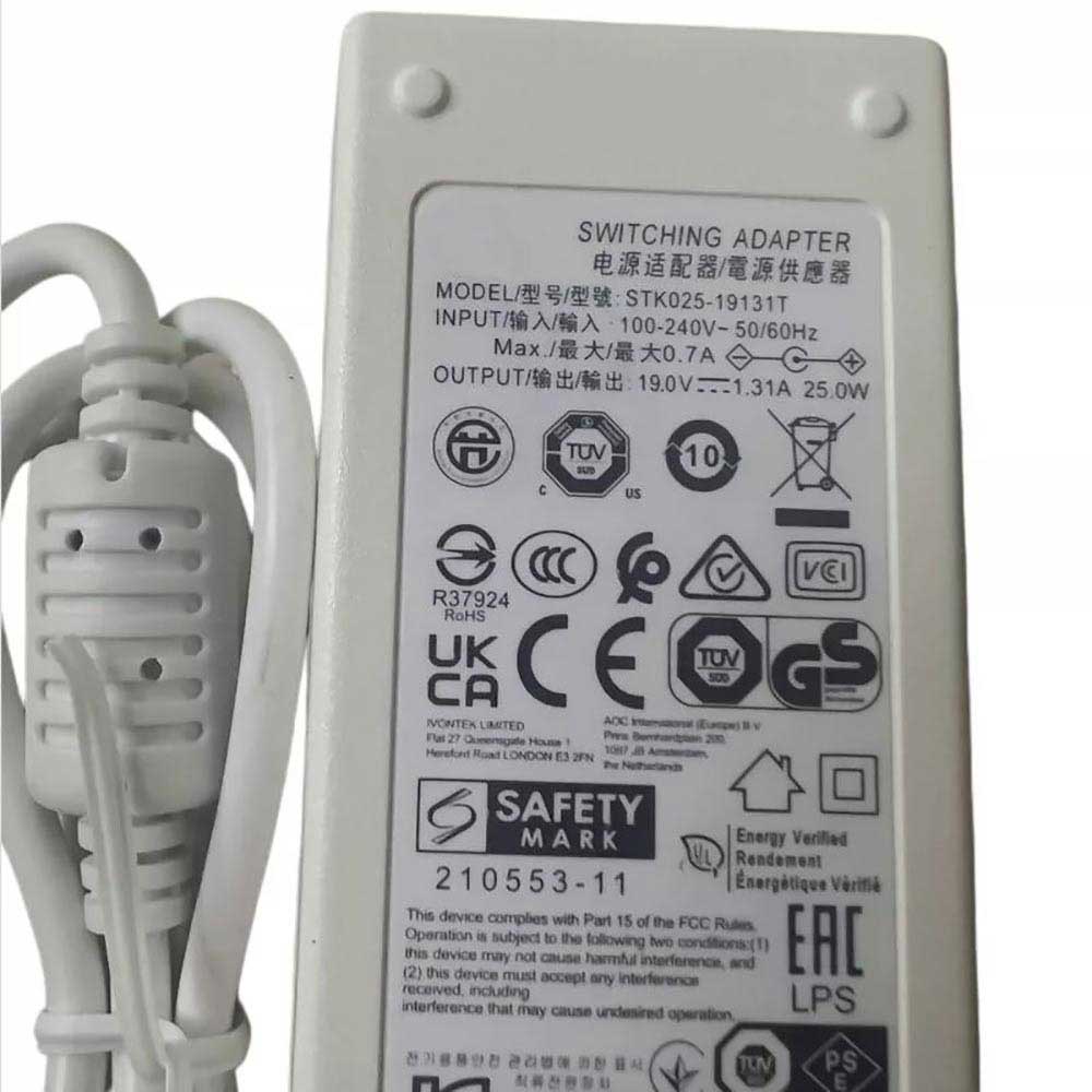 19V 1.31A 25W 100-240V 50-60Hz 0.7A(for worldwide use) STK025-19131T LED & LCD TVs Cable for Aoc 24B2XH 27B2H ADPC1925EX LCD Monitor
