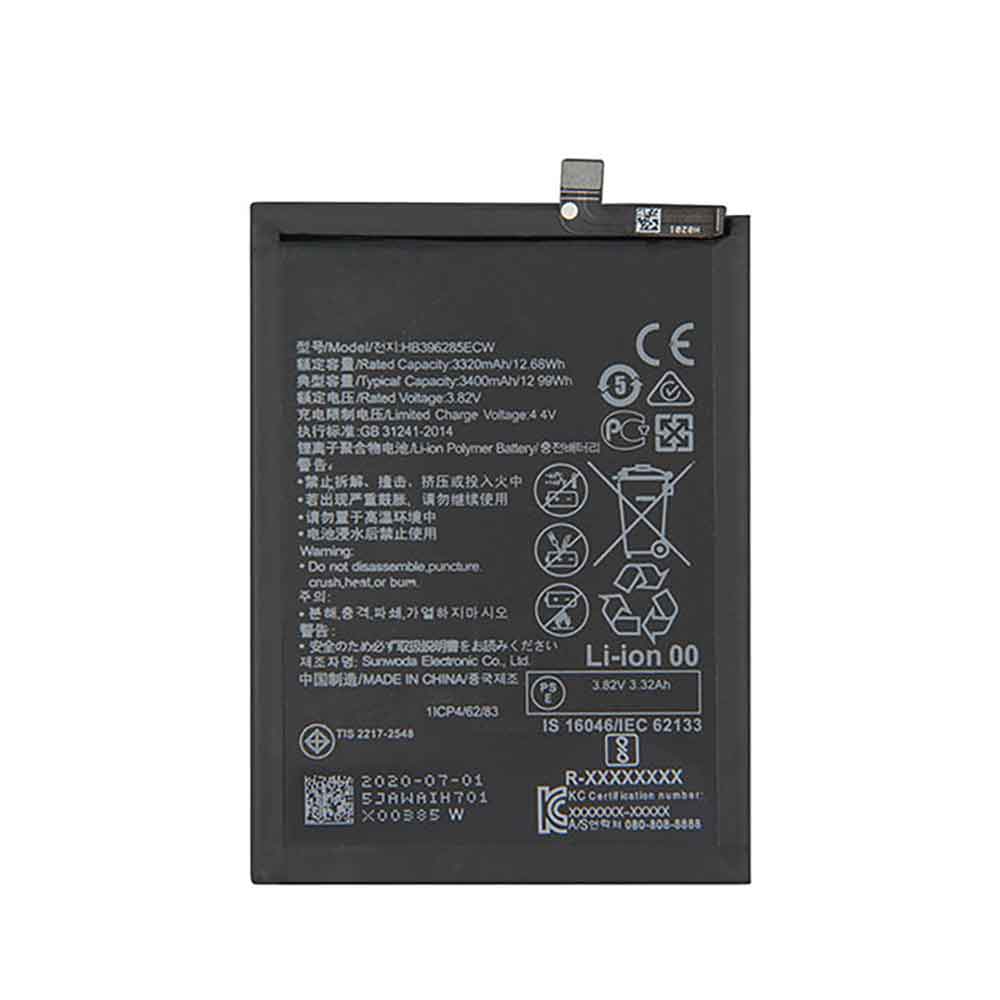3.82V 3400mAh HB396285ECW Smartphone Battery for Huawei P20 EML-L29 EML-AL00 EML-TL00 EML-L09