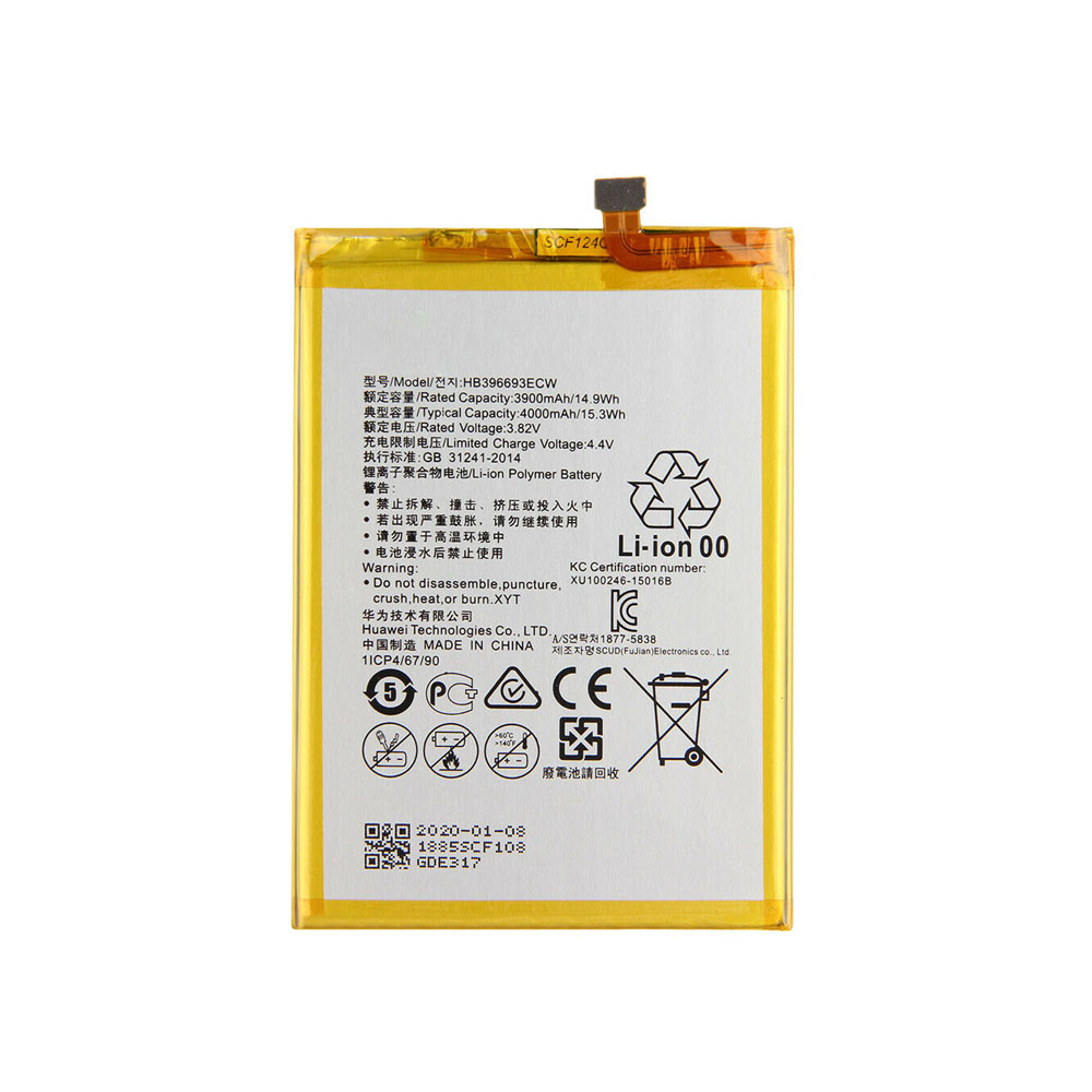 3.82V/4.4V 4000mAh/15.3Wh HB396693ECW Smartphone Battery for HuaWei Mate 8 MT8-TL00 MT8-TL10