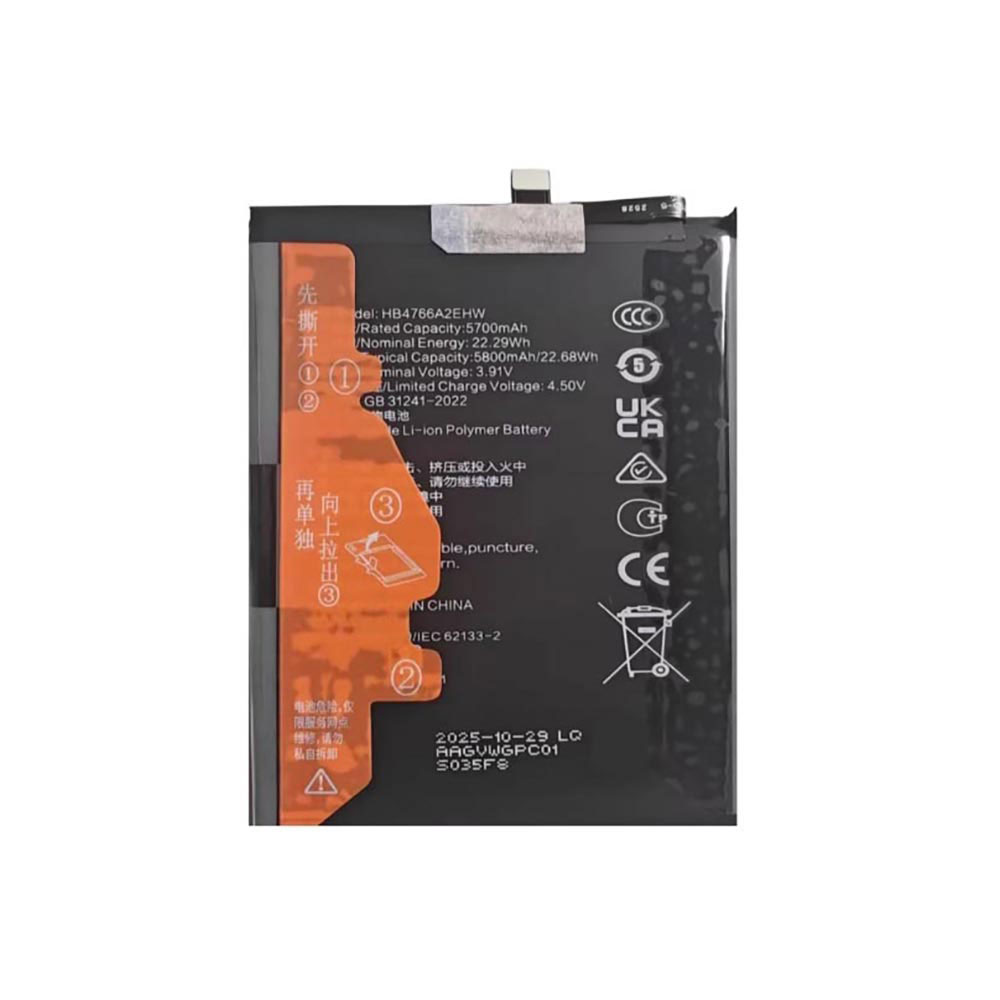 3.91V 5800mAh HB4766A2EHW Smartphone Battery for Honor X60 BRC-AN00